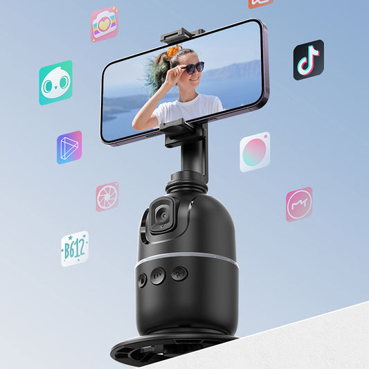 Auto Face Tracking Phone Holder – Rechargeable 360° Smart Tripod for Vlogging, Live Streaming & Video Calls