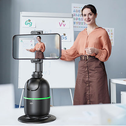 Auto Face Tracking Phone Holder – Rechargeable 360° Smart Tripod for Vlogging, Live Streaming & Video Calls