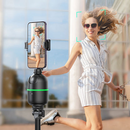 Auto Face Tracking Phone Holder – Rechargeable 360° Smart Tripod for Vlogging, Live Streaming & Video Calls