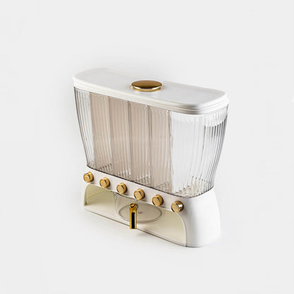 6-Section Rice Storage Bin with Divider – Airtight Multi-Grain Dispenser for Kitchen Organization