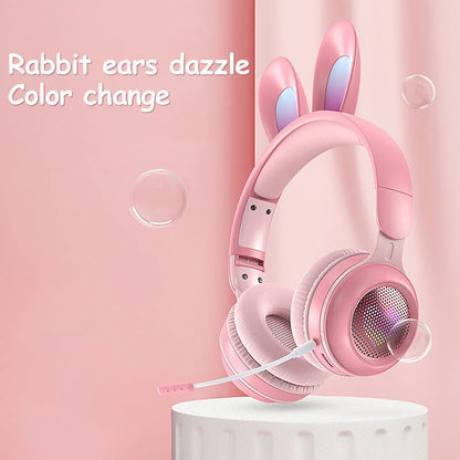 Wireless Rabbit Ear Headphones - Luminous & Extendable Wheat Design for Ultimate Comfort | Perfect for Kids & Teens