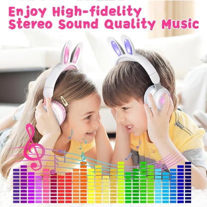 Wireless Rabbit Ear Headphones - Luminous & Extendable Wheat Design for Ultimate Comfort | Perfect for Kids & Teens