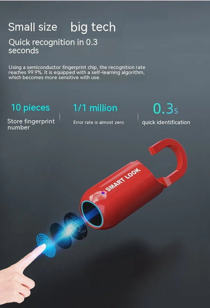 Smart USB Charging Fingerprint Lock for Bags – Portable Anti-Theft Travel Security Lock